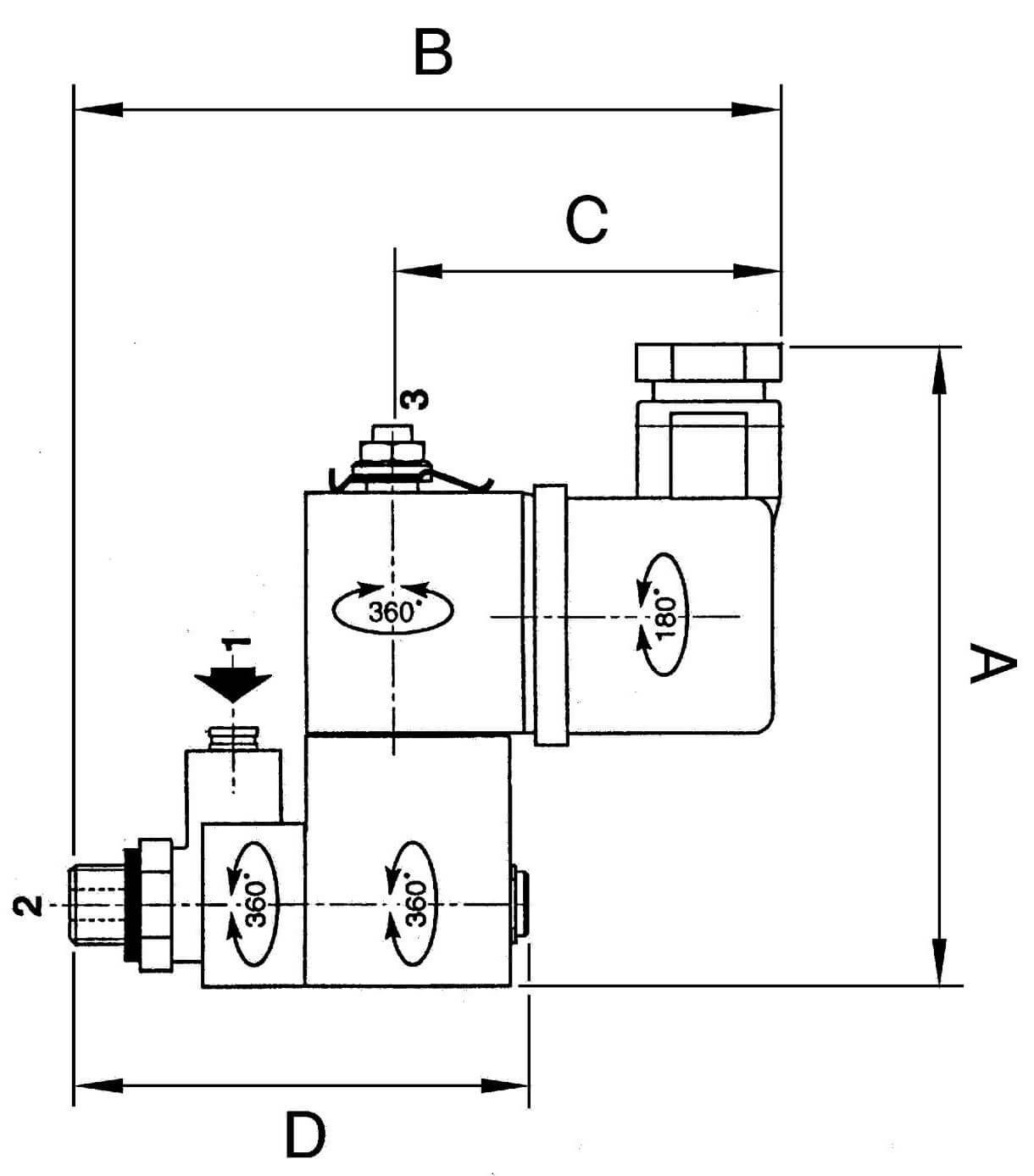 Electroventil 3/2 cu conexiune banjo, NC, 24 V DC