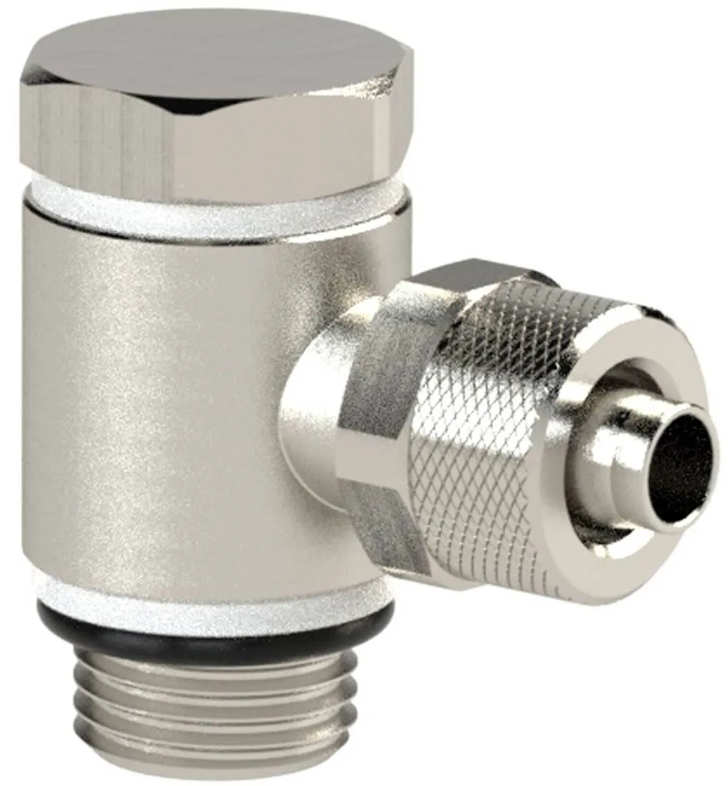 Cuple L banjo push-on cu filet cilindric exterior, alama nichelata