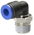 Cupla L push-in cu filet conic exterior etansat cu PTFE, seria standard