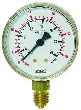Manometru oxigen, G 1/4 radial, 0-20/40 bar, Ø 63 mm