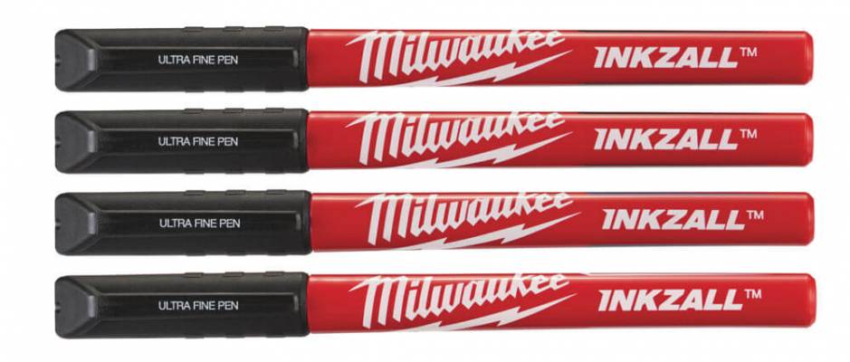 Markere negre cu varf fin INKZALL - 4 buc - Milwaukee
