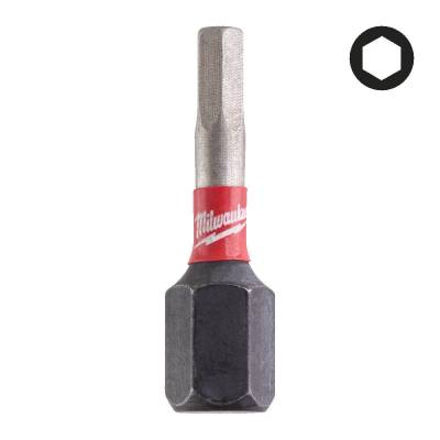 Biti HEX 3 x 25 mm pentru surubelnite SHOCKWAVE IMPACT DUTY - 3 buc - Milwaukee