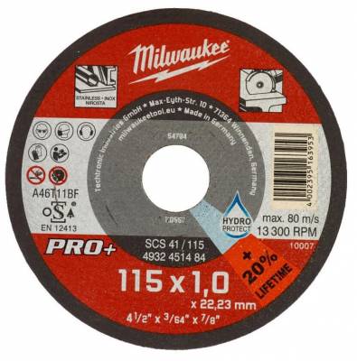 Disc subtire PRO+ pentru debitare metal 115 x 1 x 22 mm - Milwaukee