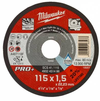 Disc subtire PRO+ pentru debitare metal 115 x 1,5 x 22 mm - Milwaukee