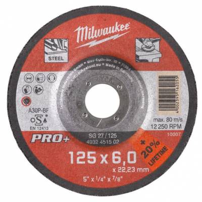 Disc PRO+ pentru polizat metal 125 x 6 x 22 mm - Milwaukee