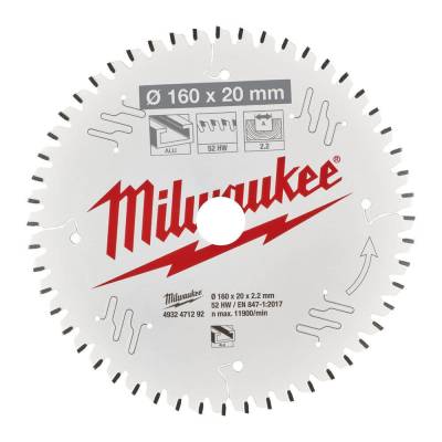 Panza pentru fierastraie circulare de mana 160 x 20 x 2,2 mm - 52 dinti TF - Milwaukee