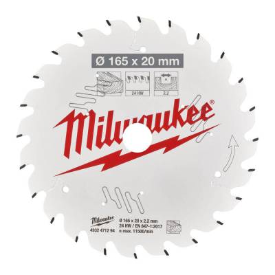 Panza pentru fierastraie circulare de mana 165 x 20 x 2,2 mm - 24 dinti ATB - Milwaukee
