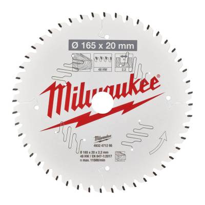 Panza pentru fierastraie circulare de mana 165 x 20 x 2,2 mm - 48 dinti ATB - Milwaukee