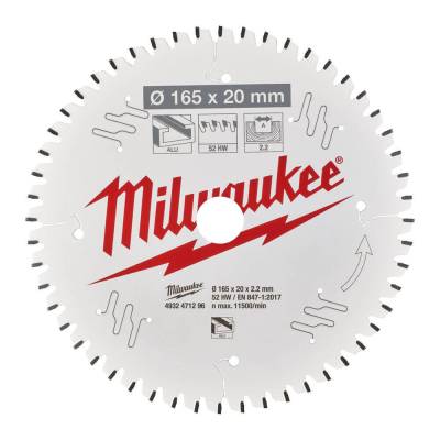 Panza pentru fierastraie circulare de mana 165 x 20 x 2,2 mm - 52 dinti TF - Milwaukee
