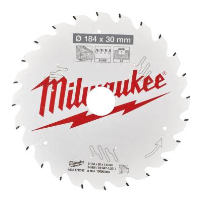 Panza pentru fierastraie circulare de mana 184 x 30 x 1,6 mm - 24 dinti ATB - Milwaukee