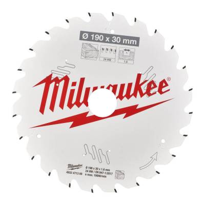 Panza pentru fierastraie circulare de mana 190 x 30 x 1,6 mm - 24 dinti ATB - Milwaukee