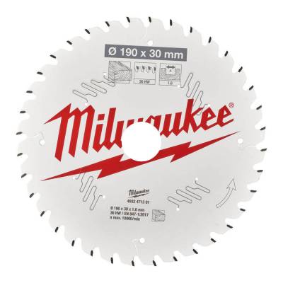 Panza pentru fierastraie circulare de mana 190 x 30 x 1,6 mm - 36 dinti ATB - Milwaukee