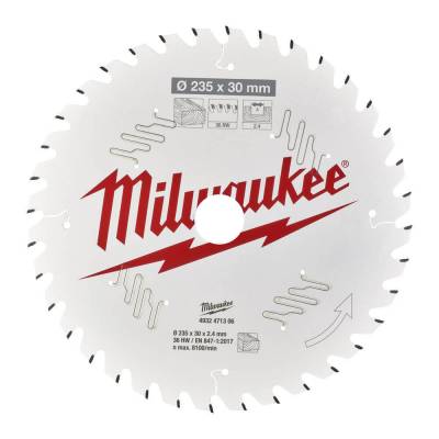 Panza pentru fierastraie circulare de mana 235 x 30 x 2,4 mm - 36 dinti ATB - Milwaukee
