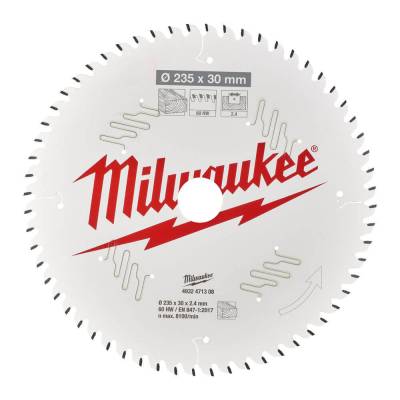 Panza pentru fierastraie circulare de mana 235 x 30 x 2,4 mm - 60 dinti ATB - Milwaukee