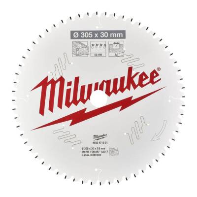 Panza pentru fierastrau taieri inclinate 305 x 30 x 3 mm - 60 dinti ATB - Milwaukee