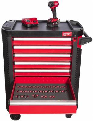 TOOLGUARD Dulap premium de scule mobil cu 7 sertare, metalic, 78 cm, dotat cu scule, rosu - Milwaukee