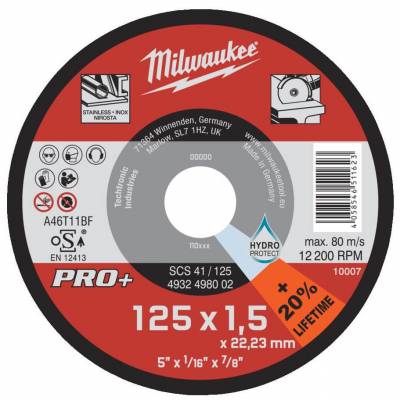 Disc subtire PRO+ pentru debitare metal 125 x 1,5 x 22 mm - Milwaukee