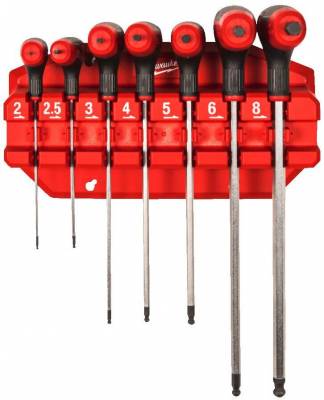 Set de 7 chei cu maner in T, HEX cu suport - Milwaukee