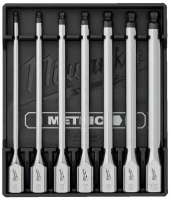 Set chei tubulare lungi 3/8&QUOT; HEX, sistem metric, cu cap sferic, 7 buc - Milwaukee