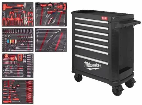 TOOLGUARD Dulap de scule mobil, metalic, 78 cm dotat cu 337 de scule automotive