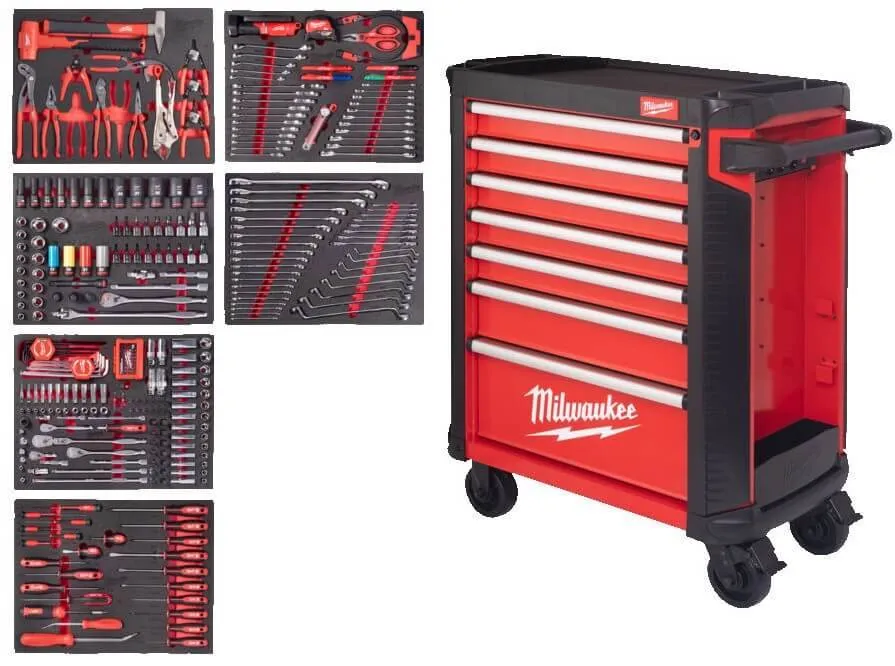 TOOLGUARD Dulap de scule mobil, metalic, 78 cm dotat cu 337 de scule automotive