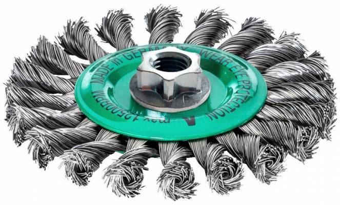 Perie rasucita rotunda pentru polizor unghiular, Ø 115x14 mm, sarma 0,5 mm din otel inoxidabil - Milwaukee