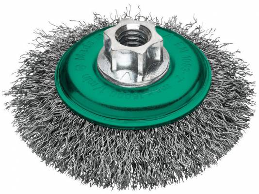 Perie conica ondulata pentru polizor unghiular, Ø 100 mm, sarma 0,35 mm din otel inoxidabil - Milwaukee