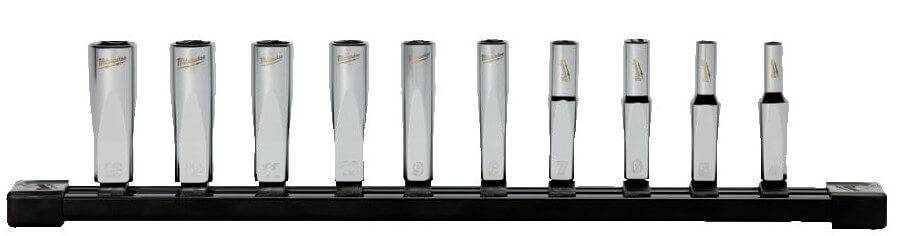 Set chei tubulare cromate adanci 1/4&QUOT;, sistem metric, 10 buc - Milwaukee