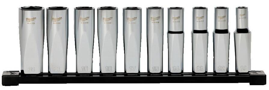 Set chei tubulare cromate adanci 1/2&QUOT;, sistem metric, 10 buc - Milwaukee
