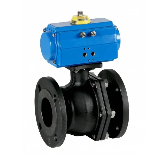 Robinet cu bila, 2 piese, flanse ANSI class 150, act. pneumatic