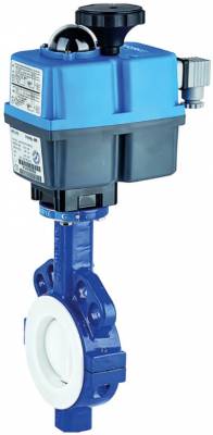 Robinet fluture, tip wafer, scaun PTFE, flanse ANSI 150 si PN 10/16, disc inox 316 + PTFE, actuator electric, 6&QUOT;
