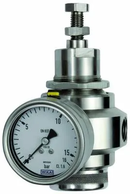Regulator presiune din Inox, reversibil, descarcare proprie, manometru din inox