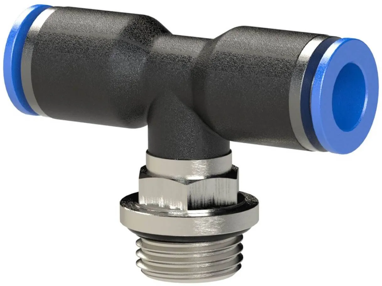 Cupla T push-in, filet cilindric exterior cu O-ring, seria standard