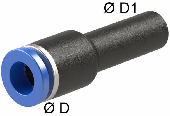 Conector drept push-in 4mm cu adaptor 6mm, POM/alama