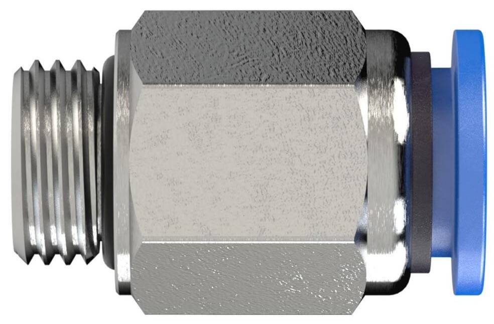 Cupla dreapta push-in cu filet cilindric exterior etansat cu O-ring, seria standard