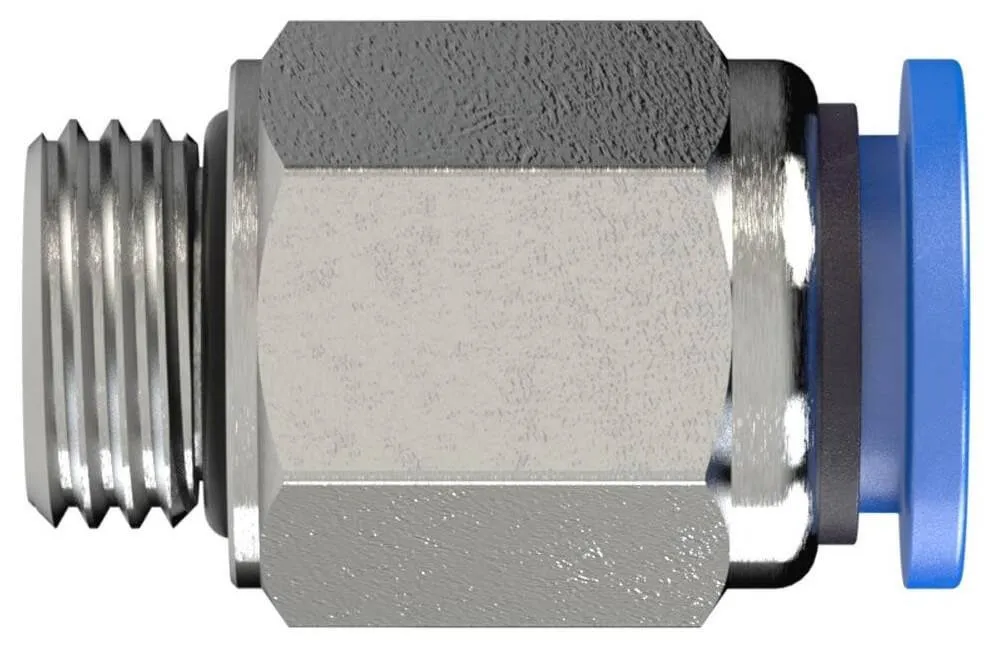 Cupla dreapta push-in cu filet cilindric exterior etansat cu O-ring, seria standard