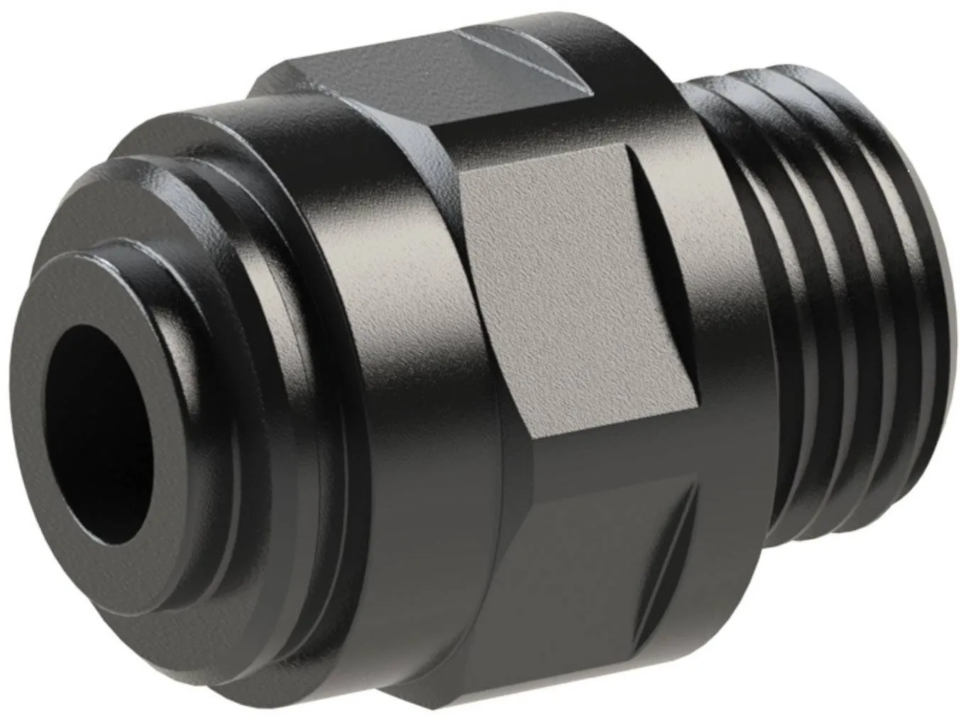 Cupla dreapta push-in cu filet cilindric exterior si O-ring, seria POM