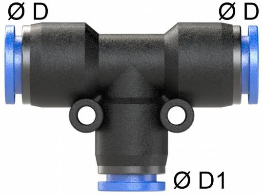 Cupla T push-in 8mm-4mm, POM/alama