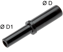 Adaptor push-in 6mm-4mm, POM