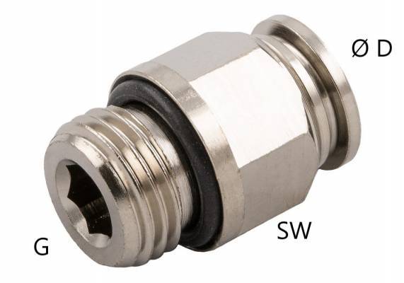Cuple drepte push-in metalice cu filet exterior