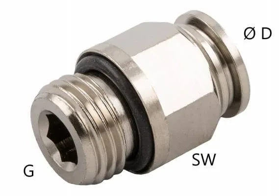Cuple drepte push-in metalice cu filet exterior