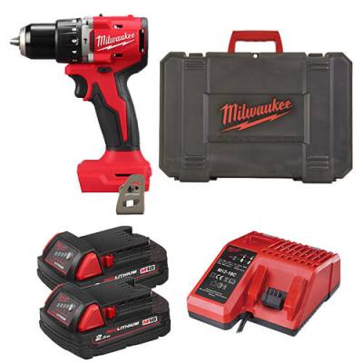 Masina de gaurit compacta, cu percutie si motor fara perii M18 - Milwaukee M18 BLPDRC-202C