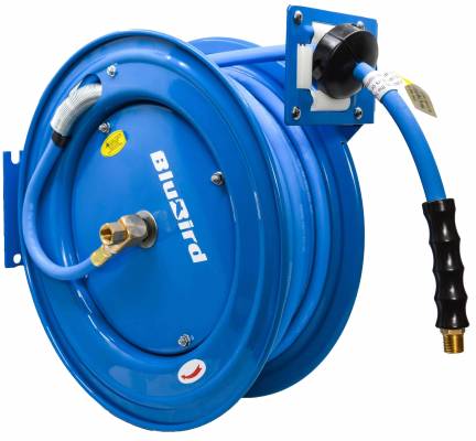 Derulator furtun Blubird, furtun cauciuc pentru aer comprimat si apa, interior 13mm (1/2&QUOT;), conexiuni G 1/2&QUOT;, L=15m,  20 bar