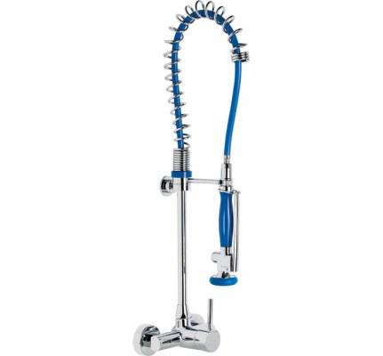 Baterie cu pre-clatire si mixer cu maner pentru perete