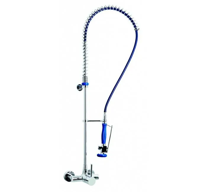 Baterie inalta cu pre-clatire si mixer cu maner, pentru perete