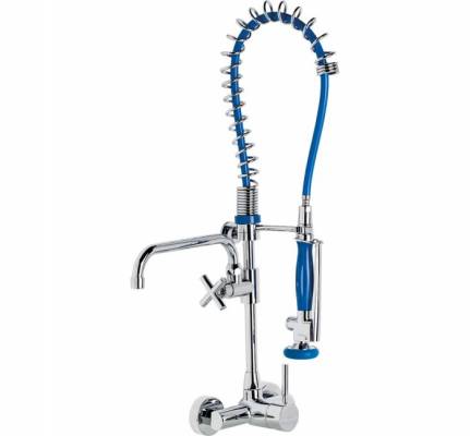 Baterie cu pre-clatire, gat si mixer perete cu maner