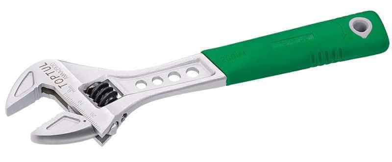 Cheie ajustabila cu maner anti-alunecare verde, otel crom-vanadiu - Top quality