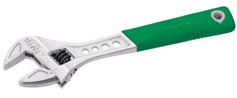 Cheie ajustabila cu maner anti-alunecare verde, otel crom-vanadiu - Top quality