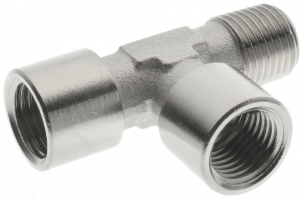 Conector T cu 2 filete int. G 1/4&QUOT; si 1 filet ext. R 1/4&QUOT;, alama nichelata