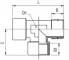 Conector T cu 2 filete int. G 1/4&QUOT; si 1 filet ext. R 1/4&QUOT;, alama nichelata